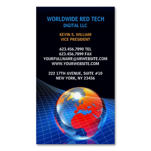 Globe Grid Magnetische Visitenkarte (Vorderseite Vertikal)