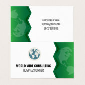 Globe Icon | Grüne Erde Visitenkarten (Außenseite Aufgefaltet)