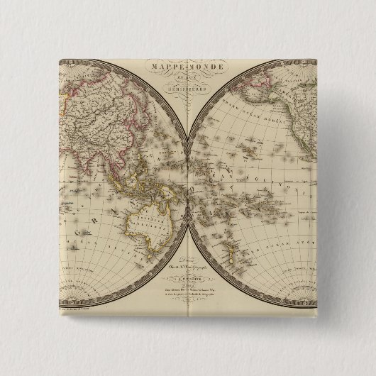 Globe in zwei Hemisphären Button (Vorderseite)