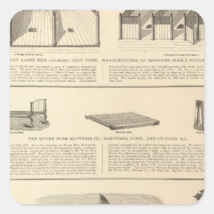 Globe Iron Foundry Woven Wire Mattress Company Quadratischer Aufkleber