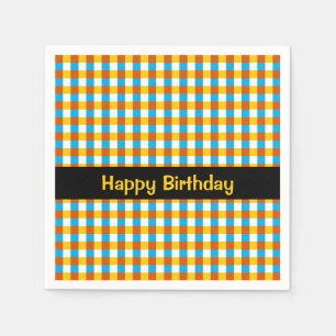 Globe Karo Birthday Papierserviette