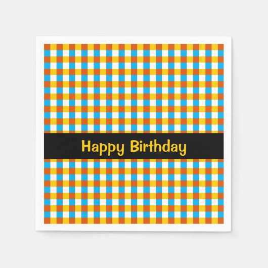 Globe Karo Birthday Papierserviette (Vorderseite)