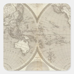 Globe-Karte Quadratischer Aufkleber