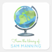 Globe Library-Buchzeichen Quadratischer Aufkleber (Vorderseite)