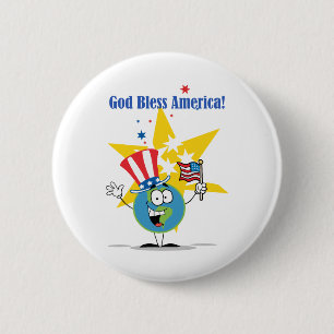 Globe mit amerikanischer Flagge Button