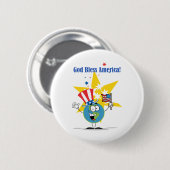Globe mit amerikanischer Flagge Button (Vorne & Hinten)