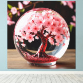 Globe mit Kirschblossom bezaubern Leinwanddruck (Insitu (Holzboden))