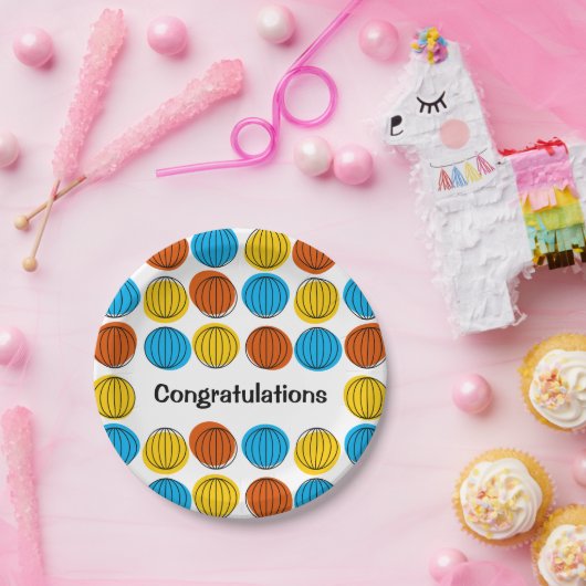 Globe Multi Glückwunschpapier rund Pappteller (Party)