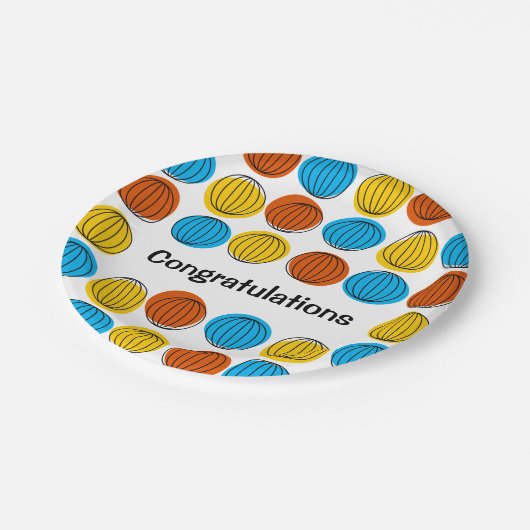 Globe Multi Glückwunschpapier rund Pappteller (Schrägansicht)