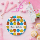 Globe Multi Happy Birthday Papierteller rund (Party)