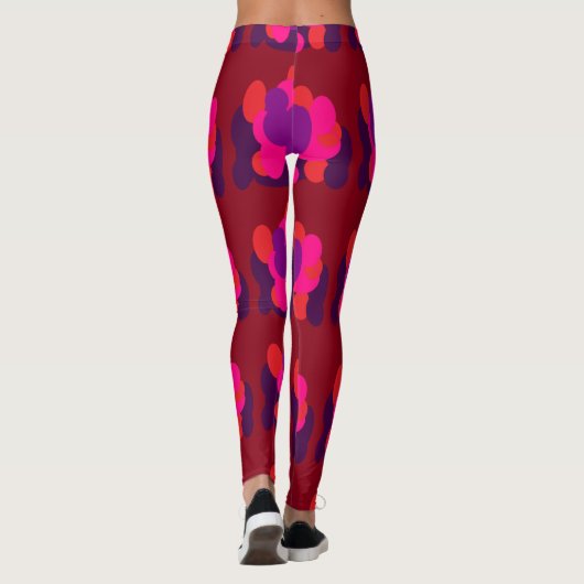 Globe-Muster dusw. rosa Rotwein und lila Leggings (Rückseite)