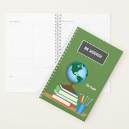 Globe on School Books Personalisiert Teacher Planer