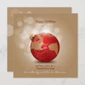 Globe Ornament Holiday Card Feiertagskarte (Vorne/Hinten)
