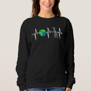 Globe Planet Earth Blue Merle Dane Heartbeat Dog Sweatshirt
