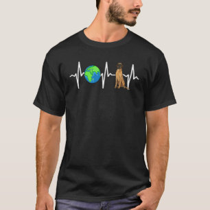Globe Planet Earth Brown Great Dane Heartbeat Hund T-Shirt
