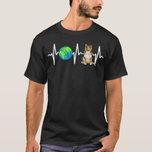 Globe Planet Earth Collie Heartbeat Hund Lover  T-Shirt