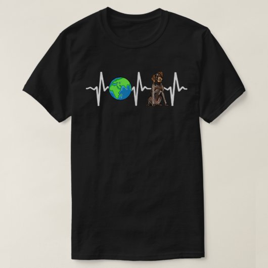 Globe Planet Erde Drahthaar Pointer Heart T-Shirt (Design vorne)