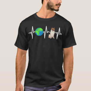 Globe Planet Erde Isländisch Sheepdog Heartbeat Do T-Shirt
