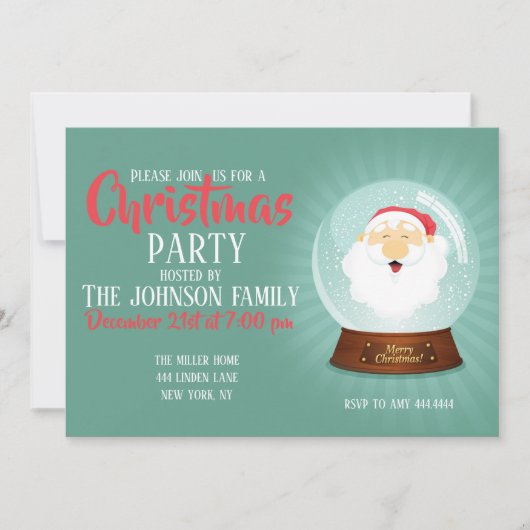 Globe Santa Claus Face Einladung (Vorderseite)