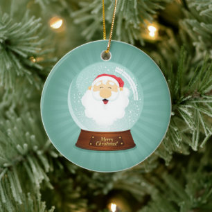 Globe Santa Claus Face Keramik Ornament
