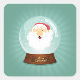 Globe Santa Claus Face Quadratischer Aufkleber
