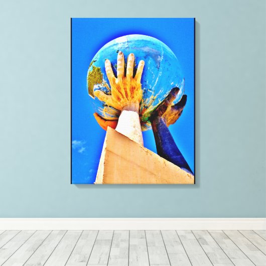 Globe-Skulptur Leinwanddruck (Insitu (Holzboden))