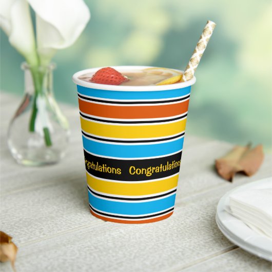 Globe Stripe Classic Gratulationspassette Pappbecher (In Situ)