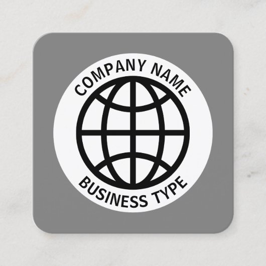 Globe-Symbol - 50pc Grau #7F7F7F Quadratische Visitenkarte (Vorderseite)