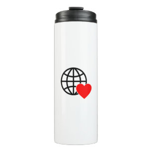 Globe-Symbol der Welt-Liebe   Herz-Erde-Sommerdesi Thermosbecher