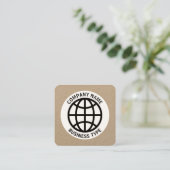 Globe Symbol - Kraft Quadratische Visitenkarte (Stehend Vorderseite)