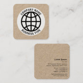 Globe Symbol - Kraft Quadratische Visitenkarte (Vorne/Hinten)