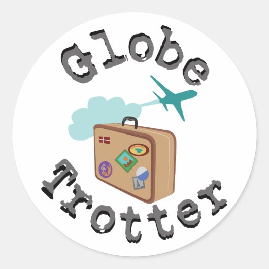 Globe Trotter Runder Aufkleber (Vorderseite)