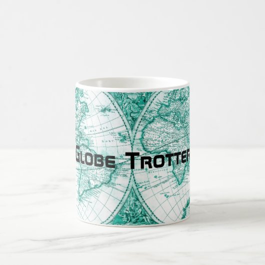 Globe Trotter Weltkarte Vintage grüne Kaffee-Tasse Kaffeetasse (Mittel)