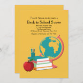 Globe und Bücher Einladung (Vorne/Hinten)