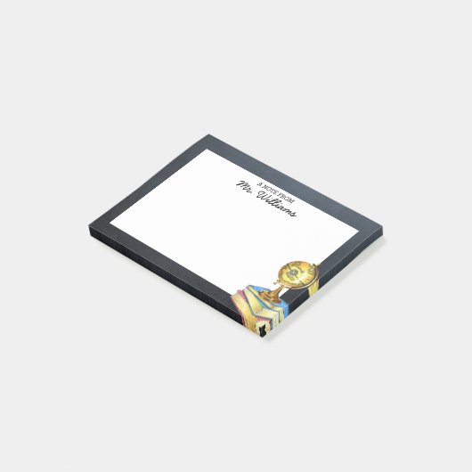 Globe und Chalkboard Personalisiert Teacher Post-it Klebezettel (angewinkelt)