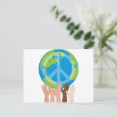 Globe und Hände Postkarte (Stehend Vorderseite)