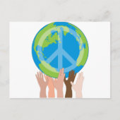 Globe und Hände Postkarte (Vorderseite)