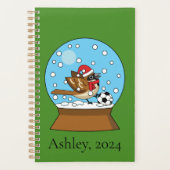Globe w Cute Sparrow Playing Soccer | Personalize Planer (Vorderseite)