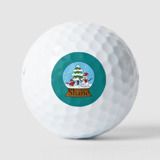 Globe w Kardinal Snowman & Pine Tree | Personalisi Golfball (Vorderseite)