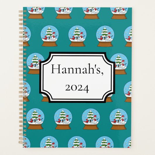 Globe w Kardinal Snowman & Pine Tree | Personalisi Planer (Vorderseite)