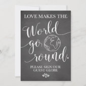 Globe Wedding Table Sign Einladung (Vorderseite)