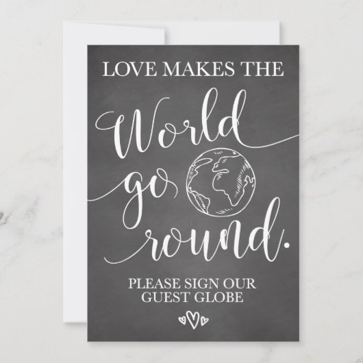 Globe Wedding Table Sign Einladung (Vorderseite)