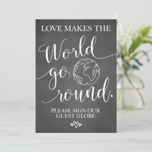 Globe Wedding Table Sign Einladung (Stehend Vorderseite)
