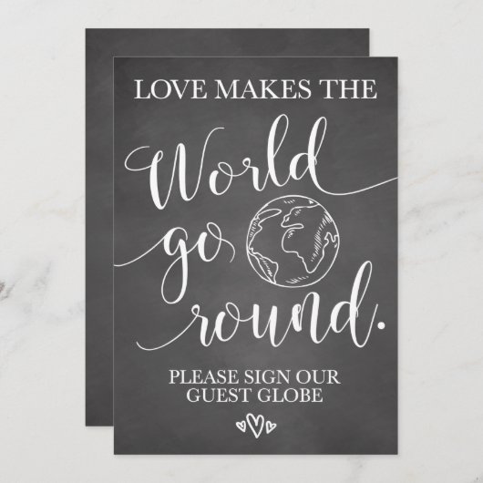 Globe Wedding Table Sign Einladung (Vorne/Hinten)