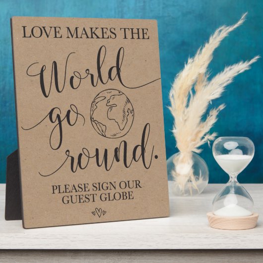 Globe Wedding Table Sign Fotoplatte (Seite)