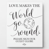 Globe Wedding Table Sign Fotoplatte (Vorderseite)