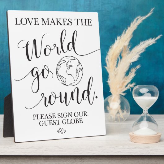 Globe Wedding Table Sign Fotoplatte (Seite)