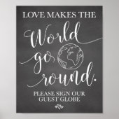 Globe Wedding Table Sign Poster (Vorne)