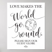 Globe Wedding Table Sign Poster (Vorne)