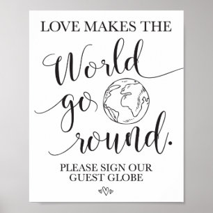 Globe Wedding Table Sign Poster